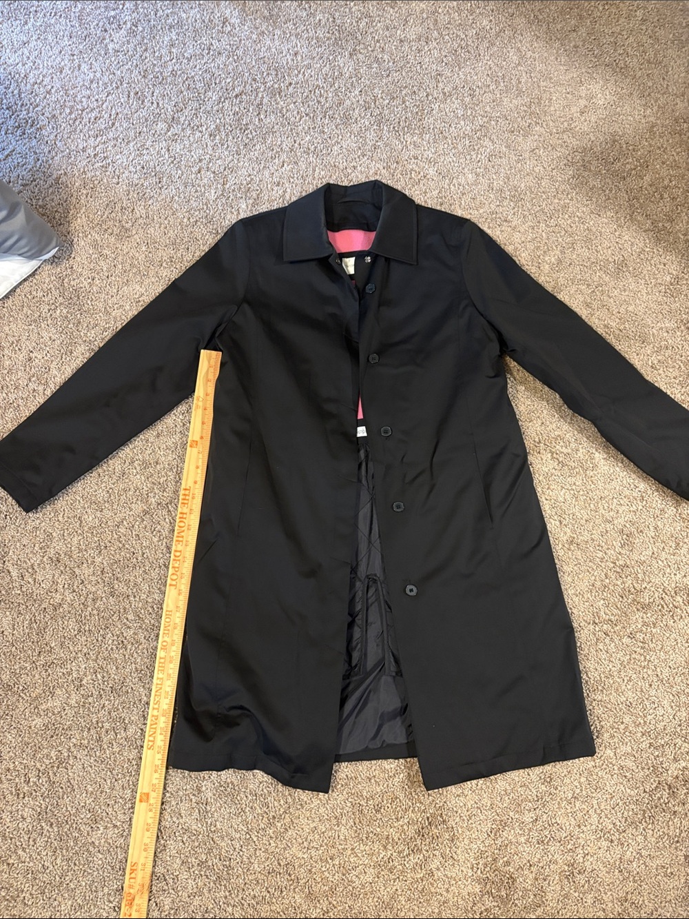 Women's Black Trench Coat with Pink Lining